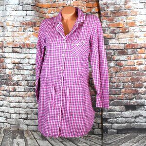 Victorias Secret Medium Sleepshirts Pajamas Pink Long Sleeve Drawstring Waist